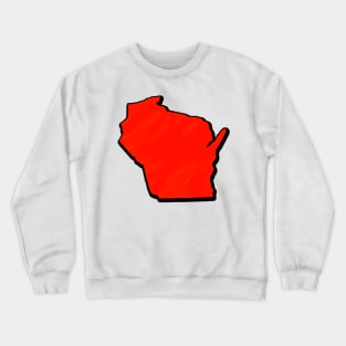 Bright Red Wisconsin Outline Crewneck Sweatshirt